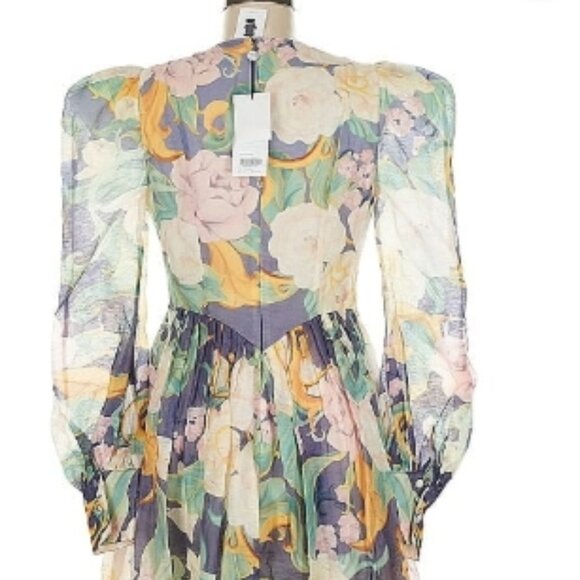 Leo Lin Jordana long Balloon Sleeve Organza Gown (VERY LOVELY) silk/linen dress - Picture 4 of 11